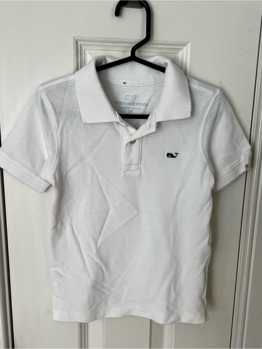 Vineyard Vines Boys White Polo with Navy Whale Embroidery